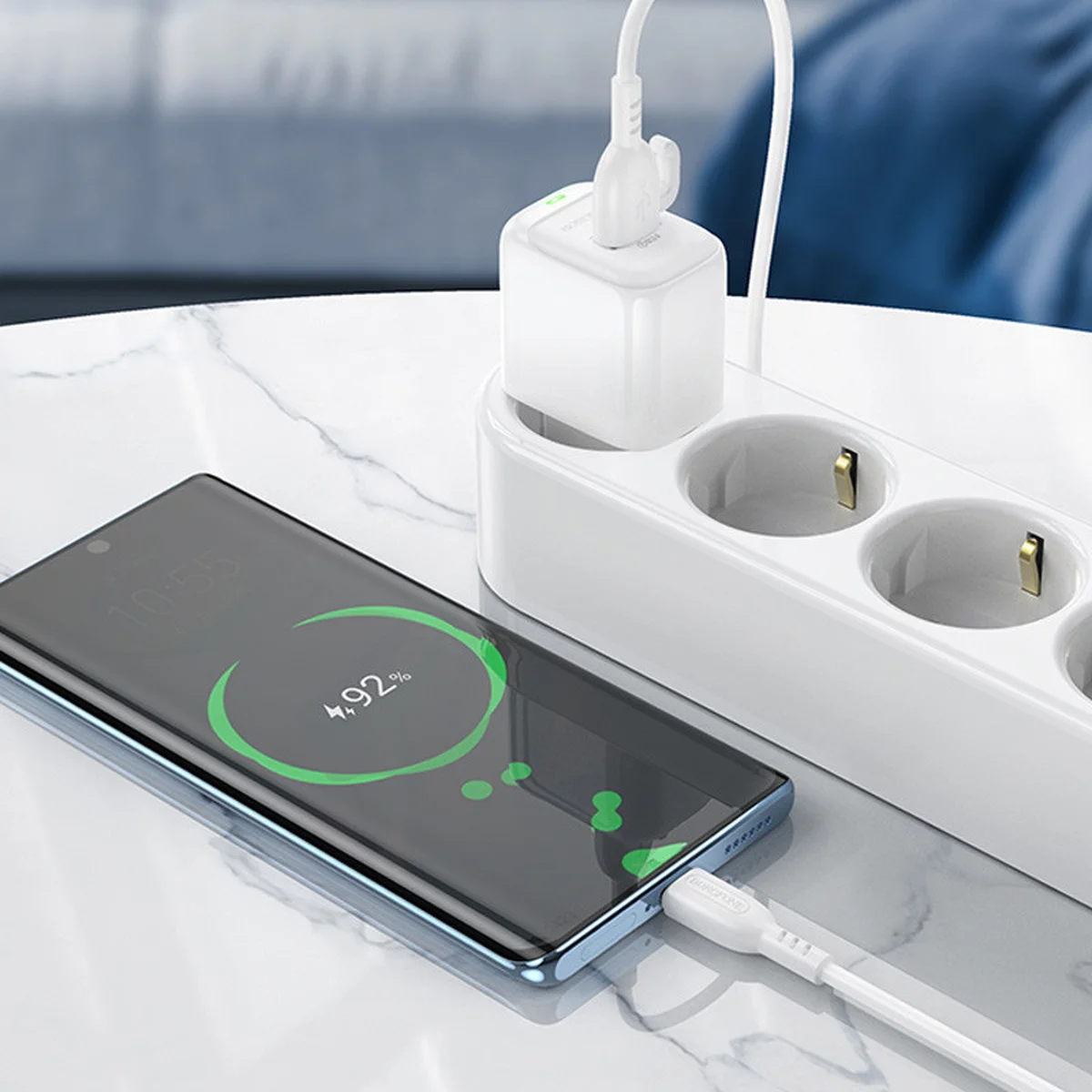 СЗУ Borofone BAS42A Potential QC3.0 (1USB-A) + Type-C White