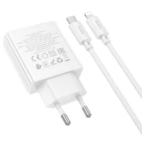 СЗУ Hoco C142A Direct PD20W+QC3.0 (1USB-A/1C) + кабель Type-C to Lightning White