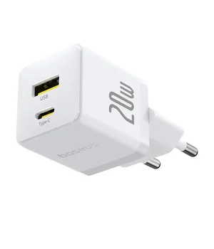 СЗУ Baseus Palm Fast Charger 20W (1USB-A/1C) + кабель Type-C to Type-C (P10111608) Moon White