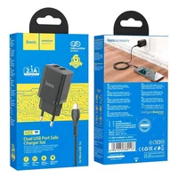 СЗУ Hoco N25 Maker (2USB-A) + USB to MicroUSB Black