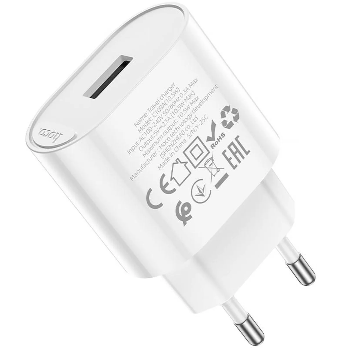 СЗУ Hoco C109A Fighter 10.5W (1USB-A) White