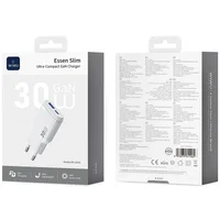 СЗУ WIWU G033 Essen PD30W+QC3.0 GaN (1USB-A/1C) White