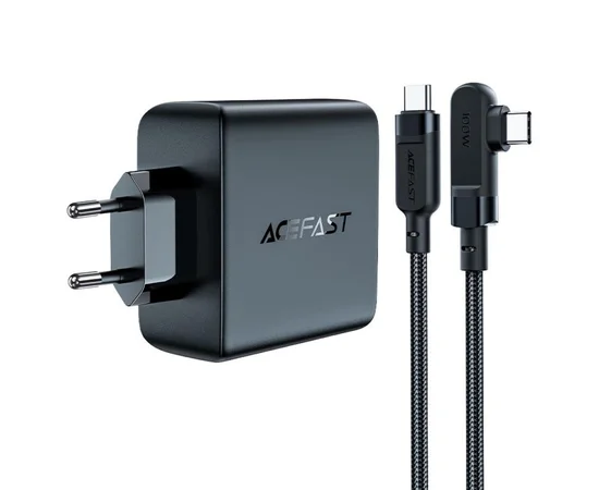 СЗУ Acefast A37 PD100W+QC3.0  GaN (1USB-A/3C) + кабель Type-C to Type-C 2m Black