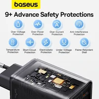 СЗУ Baseus GaN6 Pro OS 2C+2U 65W + Type-C to Type-C 100W (1m) (P10162701) Black