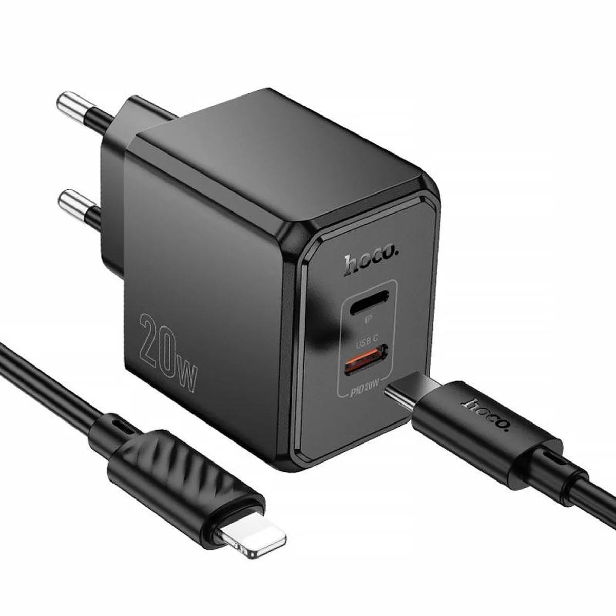 СЗУ Hoco CS16A Wish PD20W (1USB-C/1L) + кабель Type-C to Lightning Black