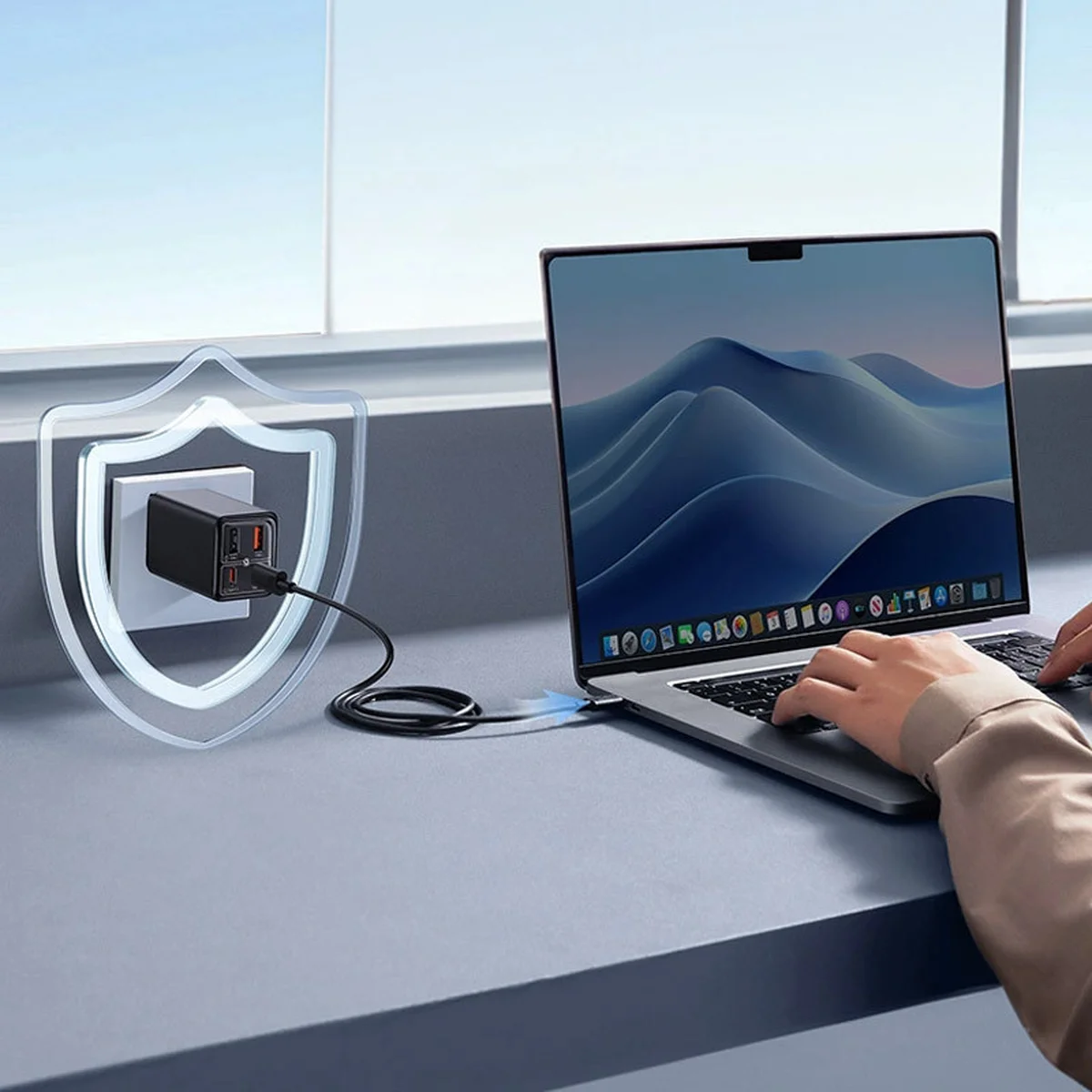 СЗУ Baseus GaN6 Pro OS 2C+2U 65W + Type-C to Type-C 100W (1m) (P10162701) Black