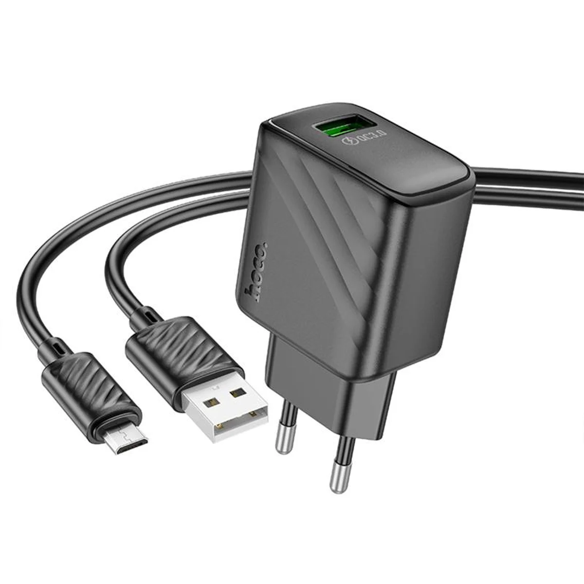 СЗУ Hoco CS21A Rich QC3.0 18W (1USB-A) + кабель USB to MicroUSB Black