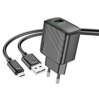 СЗУ Hoco CS21A Rich QC3.0 18W (1USB-A) + кабель USB to MicroUSB Black