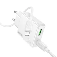 СЗУ Hoco C142A Direct PD20W+QC3.0 (1USB-A/1C) + кабель Type-C to Lightning White
