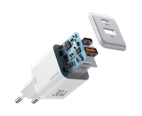 СЗУ Usams US-CC189 PD30W + QC3.0 A+C X-ron Series White