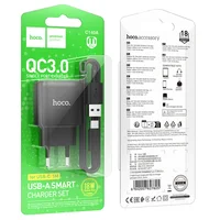СЗУ Hoco C140A Smart QC3.0 (1USB/3A) + Type-C Black