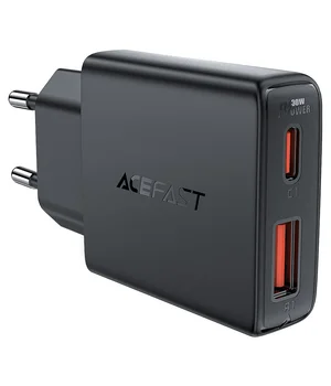 СЗУ Acefast A69 PD30W GaN (USB-C+USB-A) Black