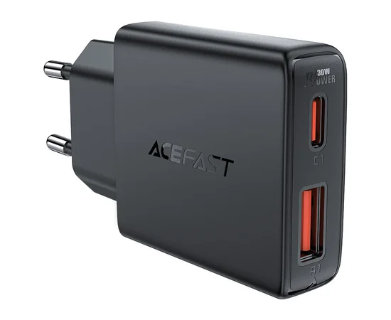 СЗУ Acefast A69 PD30W GaN (USB-C+USB-A) Black