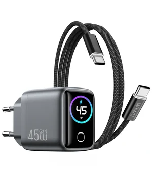 СЗУ WIWU CHG500 Voyager PD45W (1USB-C) + кабель Type-C to Type-C Grey