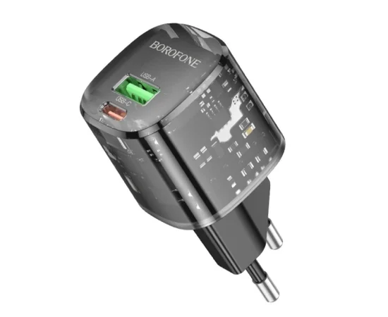 СЗУ Borofone BN17 Sunlight PD20W+QC3.0 (1USB-A/1C) Transparent black