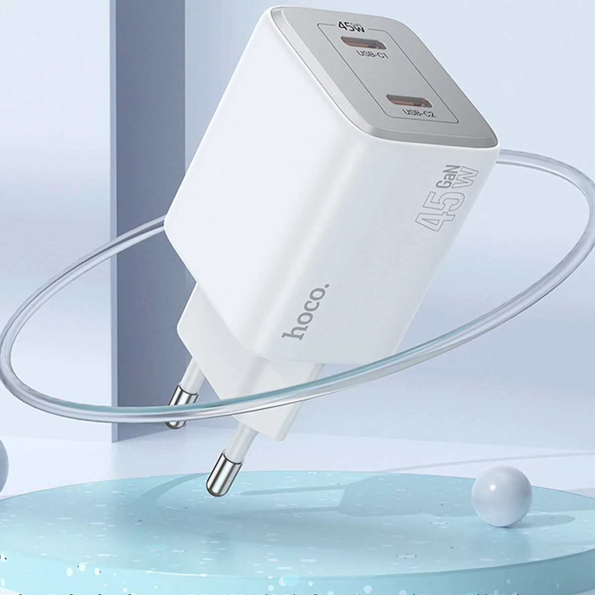 СЗУ Hoco N42 Elogiado 2C PD45W + Type to Lightning White