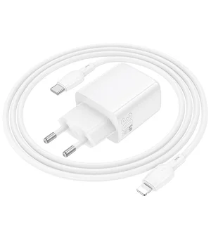 СЗУ Borofone BN29 Fuente PD30W+QC3.0 (1USB-A/1C) + кабель Type-C to Lightning White