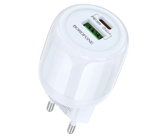 СЗУ Borofone BA94A Lustrous PD30W+QC3.0 (1USB-A/1C) Blue