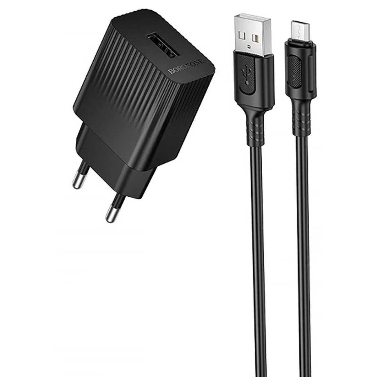 СЗУ Borofone BAS71A Source 10.5W (1USB-A) + кабель USB to MicroUSB Black