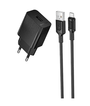 СЗУ Borofone BAS71A Source 10.5W (1USB-A) + кабель USB to MicroUSB Black