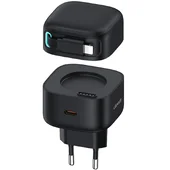 СЗУ Usams US-CC209 GaN With Lightning Magnetic Retractable Cable Module XMF Ser. 35W (2USB-C) Black