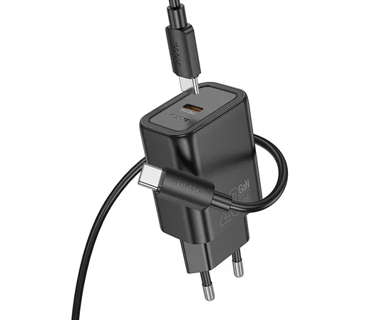 СЗУ Hoco N60 Gentle PD20W (1USB-C) + кабель Type-C to Type-C Black