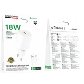 СЗУ Borofone BA102A Pudding QC3.0 (1USB-A) + кабель USB to Type-C White