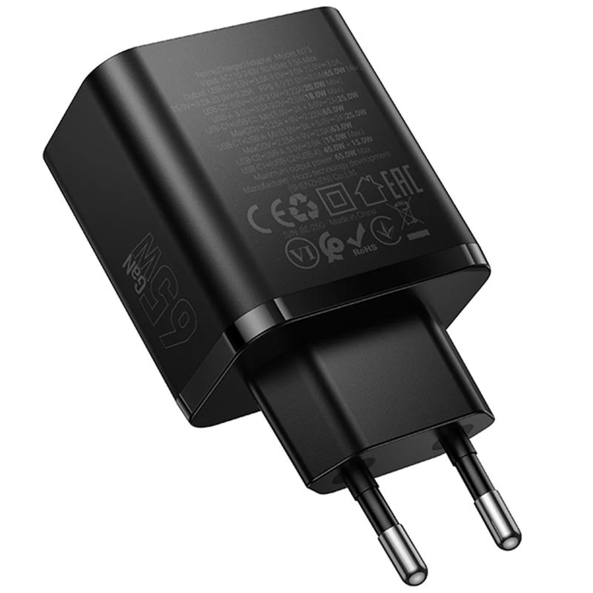 СЗУ Hoco N75 Grande 65W QC+PD (1USB-A/2C) Black