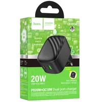 СЗУ Hoco CS101A Folding PD20W+QC3.0 (1USB-A/1C) Black