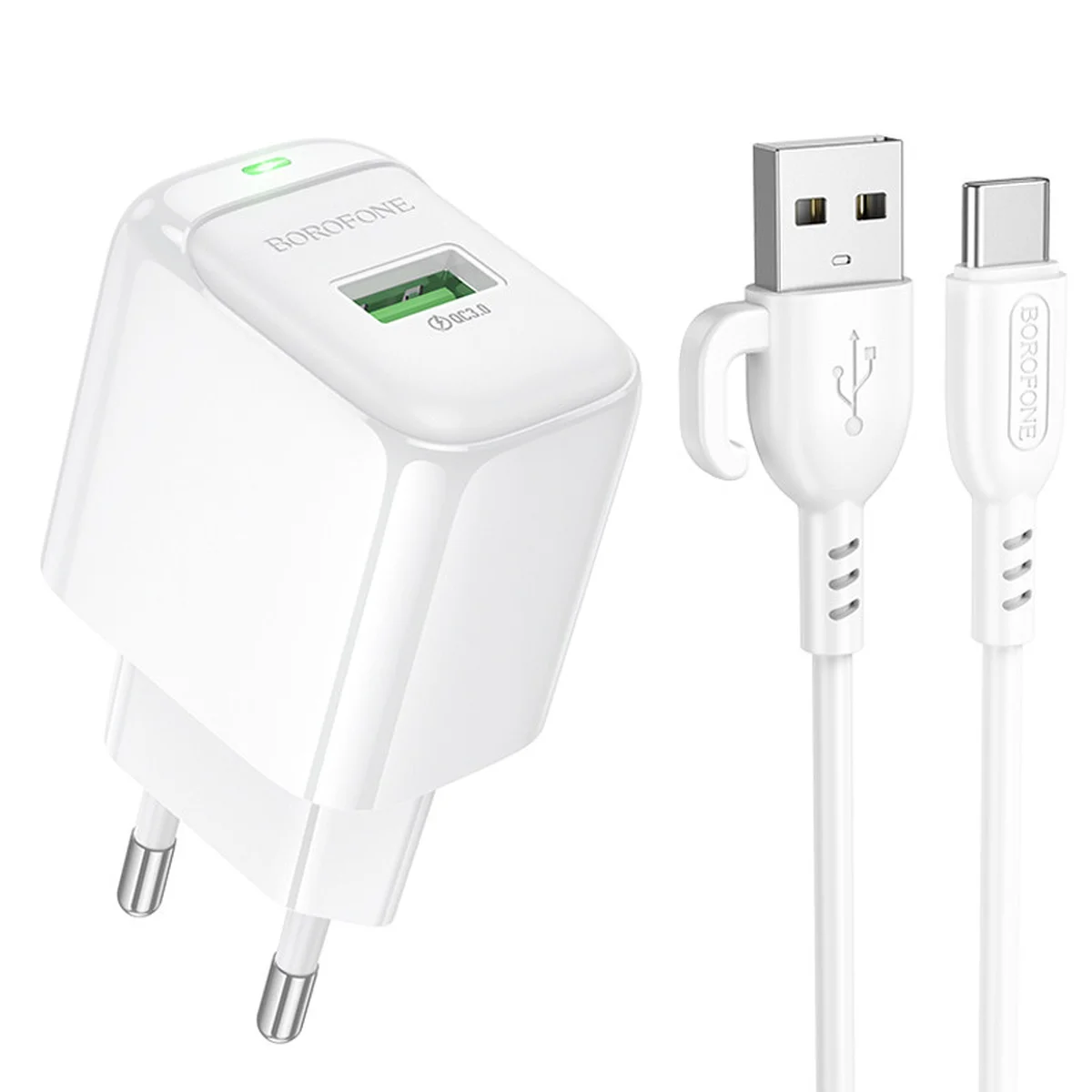 СЗУ Borofone BAS42A Potential QC3.0 (1USB-A) + Type-C White