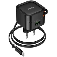 СЗУ Hoco C154A Changer With Retractable Cable Type-C PD20W+QC3.0 (1USB-C) Black