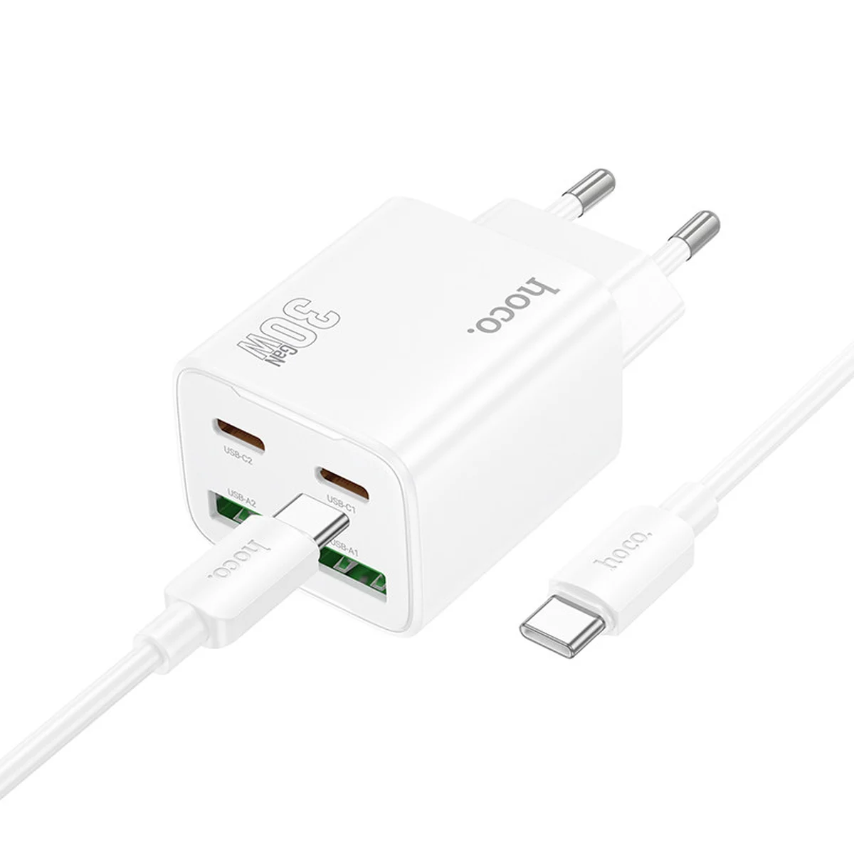 СЗУ Hoco N56 Fundador PD30W four-port (2C2A) + Type-C to Type-C White