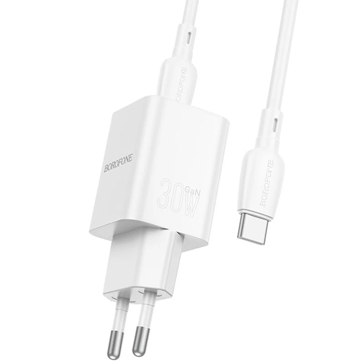 СЗУ Borofone BN14 Royal PD30W+QC3.0 (1USB-A/1C) + кабель Type-C to Type-C White