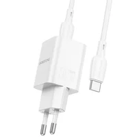 СЗУ Borofone BN14 Royal PD30W+QC3.0 (1USB-A/1C) + кабель Type-C to Type-C White