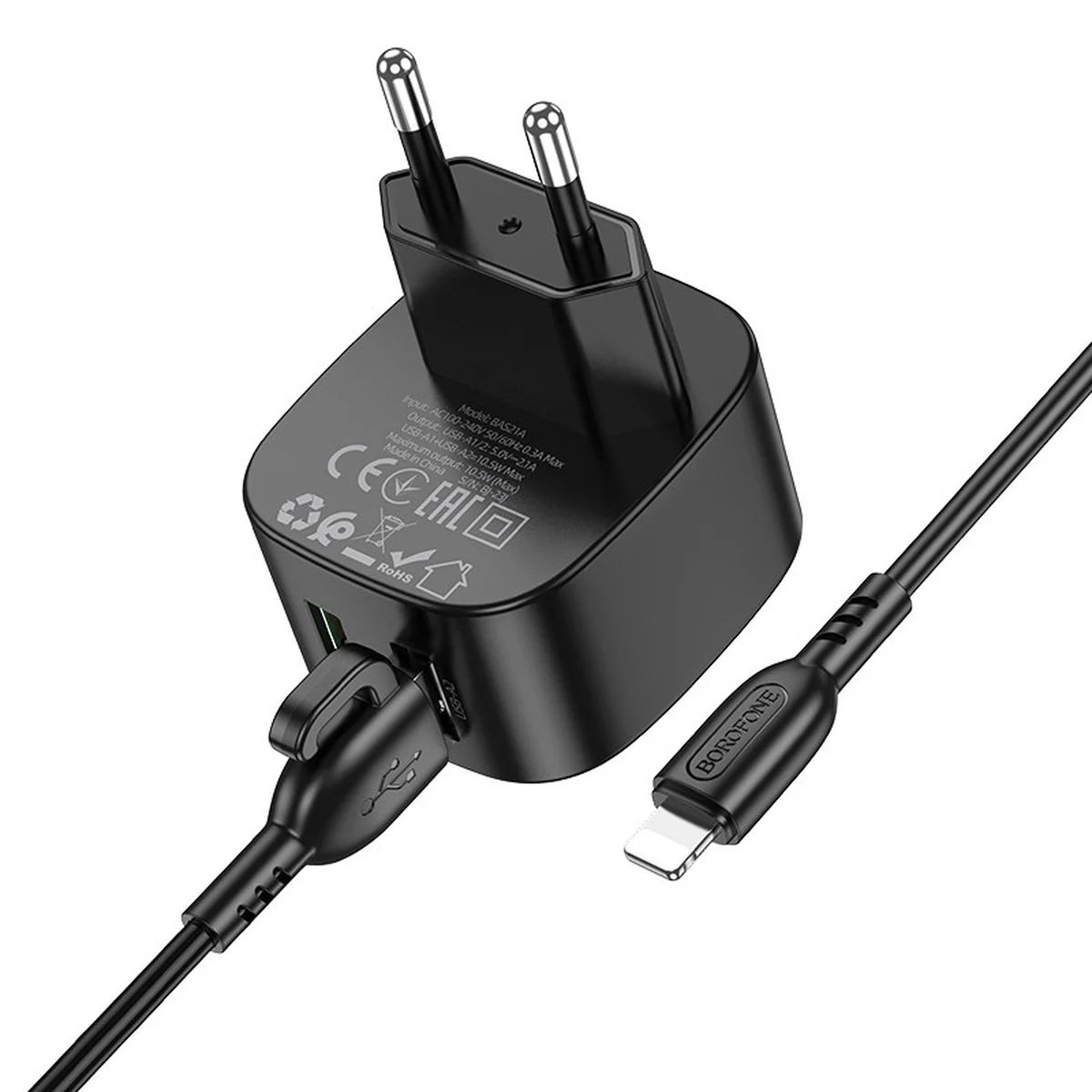 СЗУ Borofone BAS21A Special (2A) + Lightning Black