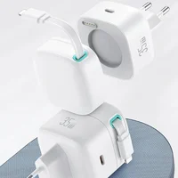 СЗУ Usams US-CC209 GaN With Lightning Magnetic Retractable Cable Module XMF Ser. 35W (2USB-C) White