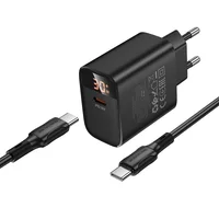 СЗУ Borofone BA97A PD30W (1USB-C) + кабель Type-C to Type-C Black
