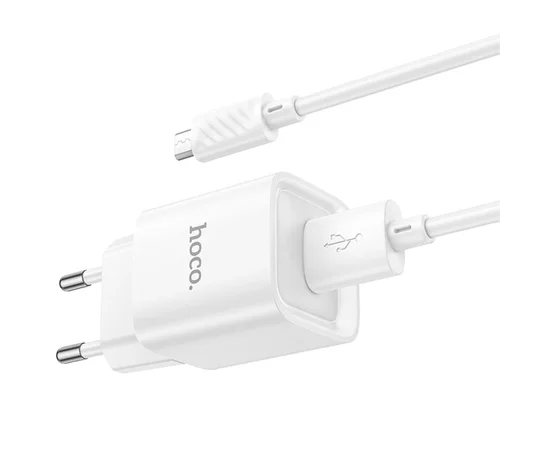 СЗУ Hoco C145A Charm QC3.0 18W (1USB-A) + кабель USB to MicroUSB White