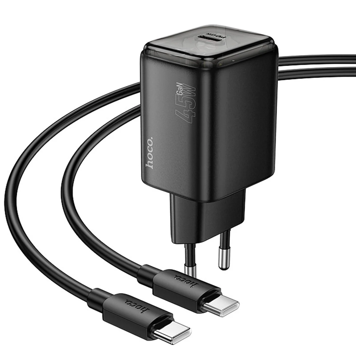 СЗУ Hoco N54 Monsoon PD45W (1USB-C) + Type-C to Type-C Black