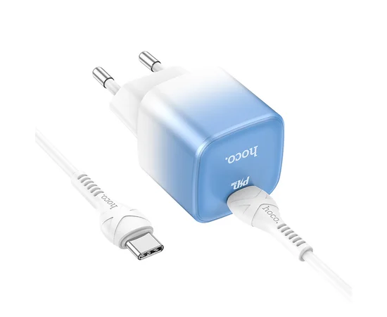 СЗУ HOCO C101A PD20W (1C) + Type-C to Type-C Ice Blue