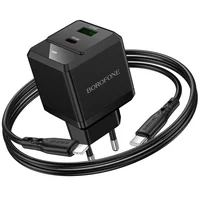 СЗУ Borofone BN19 Intenso PD20W+QC3.0 (1USB-A/1C) + кабель Type-C to Lightning Black