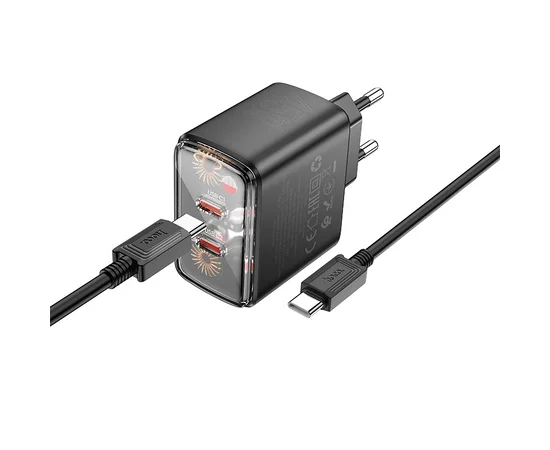 СЗУ Hoco CS43A Smart PD45W (2C) + Type-C to Type-C Black
