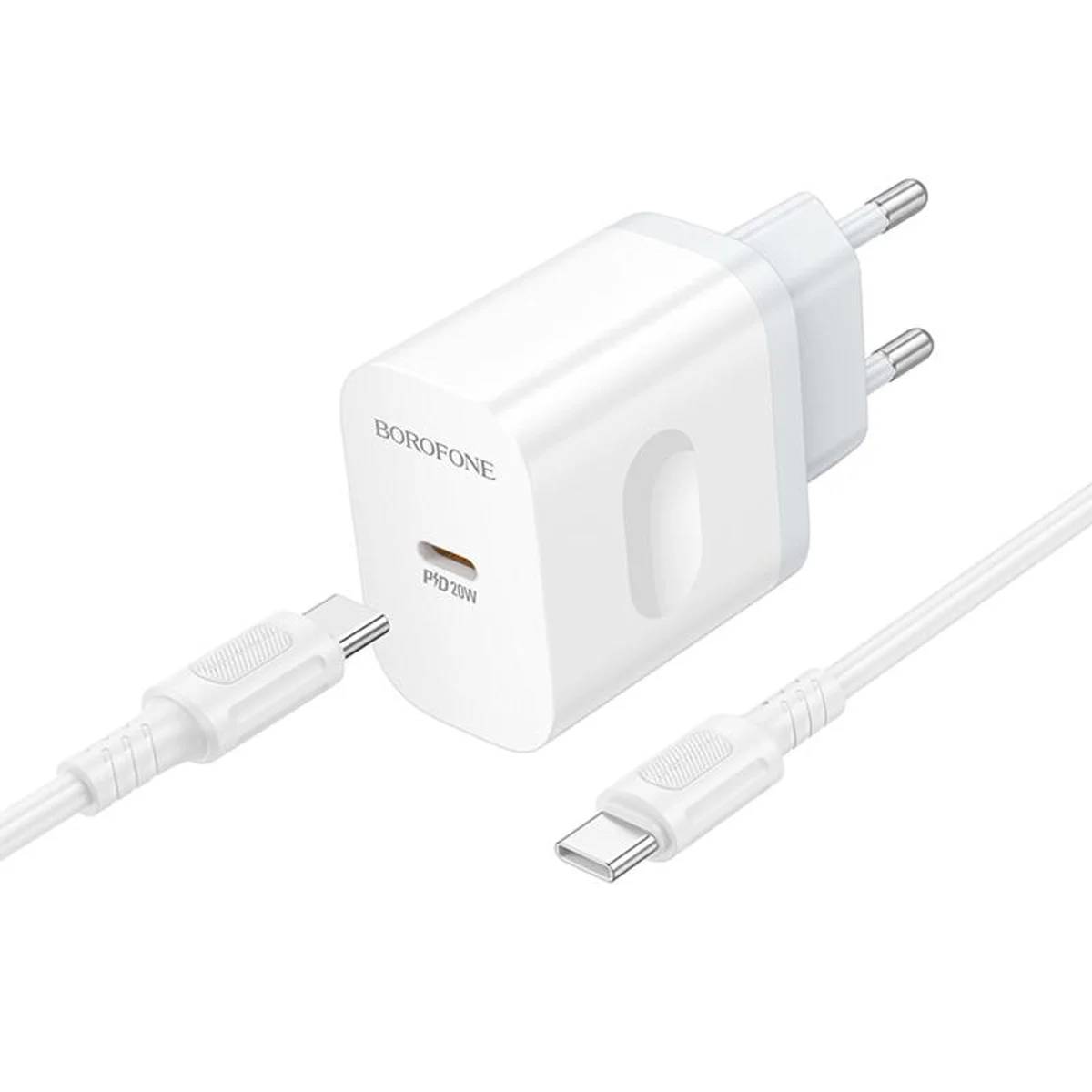 СЗУ Borofone BA99A Breeze PD20W (1USB-C) + кабель Type-C to Type-C White