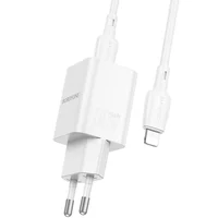 СЗУ Borofone BN14 Royal PD30W+QC3.0 (1USB-A/1C) + кабель Type-C to Lightning White