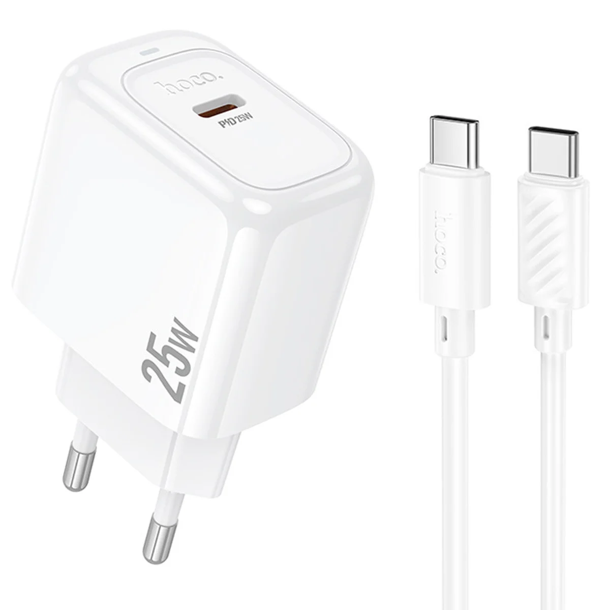 СЗУ Hoco CS53A Surplus PD25W (1USB-C) + кабель Type-C to Type-C White