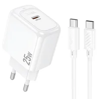 СЗУ Hoco CS53A Surplus PD25W (1USB-C) + кабель Type-C to Type-C White