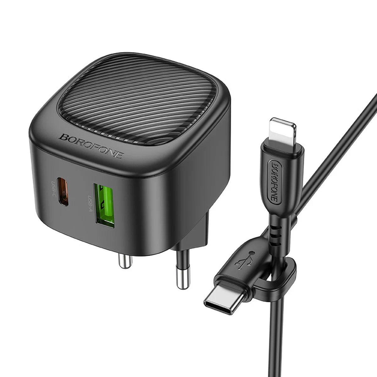 СЗУ Borofone BAS22A Fortune PD20W+QC3.0 (1C1A) + Type-C to Lightning Black