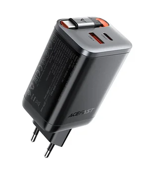СЗУ Acefast A111 GaN With Retractable Cable Type-C PD67W (1USB-A/1C) Black