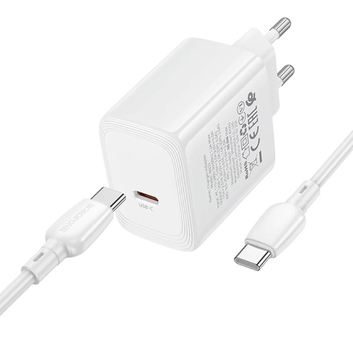 СЗУ Borofone BN33 Fuente PD40W (1USB-C) + кабель Type-C to Type-C White