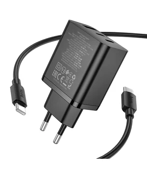 СЗУ Hoco N50 Scenery PD45W (1USB-A/2C) + кабель Type-C to Type-C Black